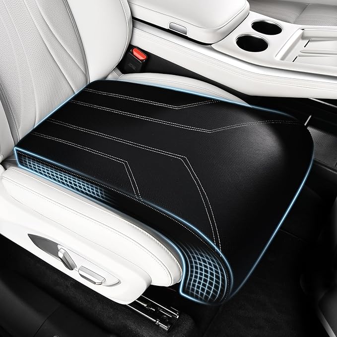 FLORICH Car Seat Extender Leather Car Seat Extender Leg Support Cushion for Driver Seats Office Chair Car Seat Cushion Legs Rest Pads-Dark Black