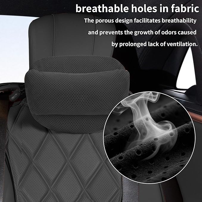 2 Pack Car Headrest Pillow for Neck Support, Softness Car Headrest Pillow for Driving with Adjustable Strap, Ergonomic Car Neck Support Pillow for Car Truck Sedan Home Office (Black)