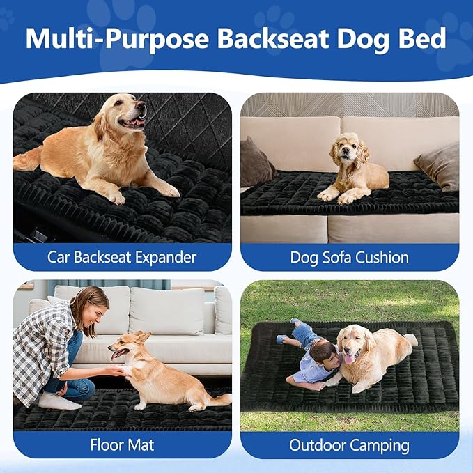 Thickened Dog Bed for Car Back Seat, Upgraded Bottom Non-Slip, Fits Hard Bottom car seat Cover for Dogs, Premium Dog Car Seat Cover