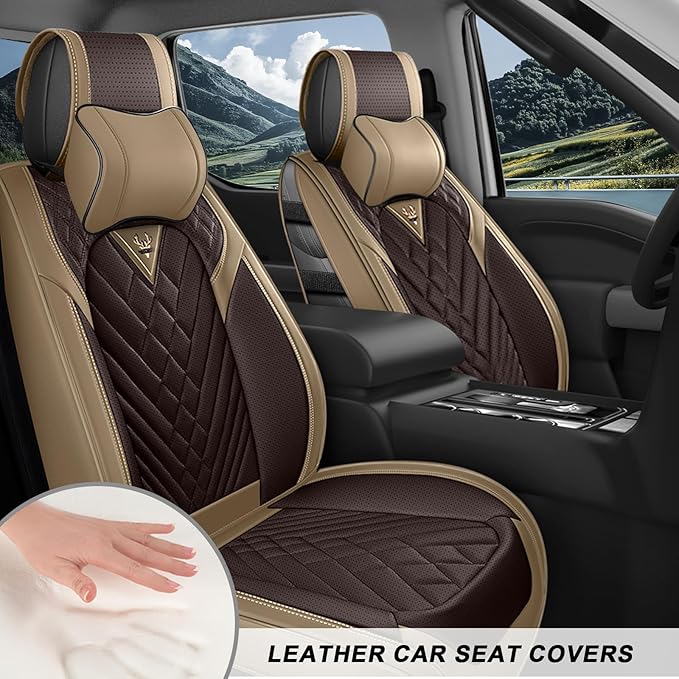 Full Set Car Seat Covers for Ford F-150 F-250 F-350 XL XLT STX Lariat King Ranch Platinum Raptor Waterproof Seat Covers 2009-2025, Anti-Slip Seat Protectors(Luxury 5 Seats/Brown Coffee)
