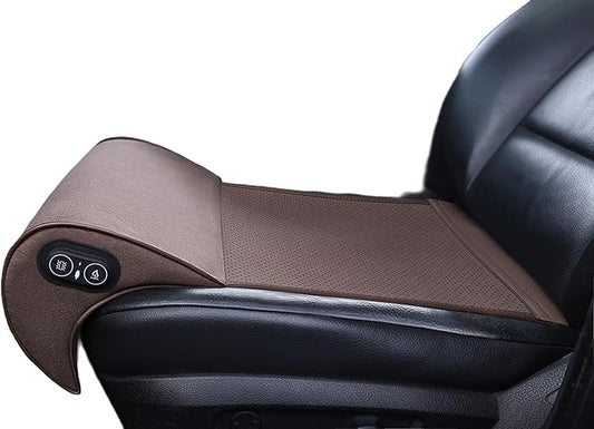 JUPENG Heated Massaging Car Leg Extende with Memory Foam，Vibrating Pillow for Long Drive ，Breathable Ergonomic Cushion with Heat，Car Seat Thigh Extender Support Cushions（Black, Brown, Beige） (Brown)