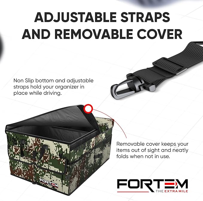 FORTEM Trunk Organizer For SUV Car Trunk Organizer, Foldable Storage, Car Accessories for Women Men, Collapsible Bag, Perfect Christmas Gifts, 600D Oxford, Non Slip Bottom, Straps, Soft Cover (65L)