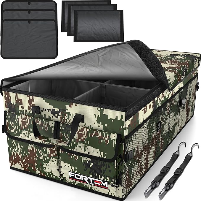 FORTEM Trunk Organizer For SUV Car Trunk Organizer, Foldable Storage, Car Accessories for Women Men, Collapsible Bag, Perfect Christmas Gifts, 600D Oxford, Non Slip Bottom, Straps, Soft Cover (85L)