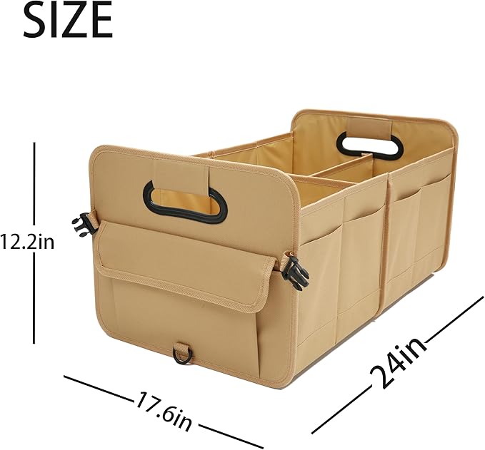 Car Trunk Organizer Car Storage Organizer Collapsible Multi Compartment Car Organizer Adjustable Straps Car Organizer for SUV(Ginger)