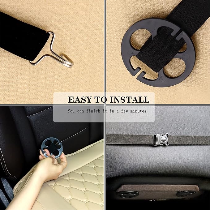 Cusaota 2 Piece Car Seat Covers Protectors for Front Seat Bottoms, Luxury PU Leather Breathable Car Interior Seat Cushion Pad Mat for Auto Supplies (Sedan SUV Truck Jeep Mini Van) (Beige-2PCS)