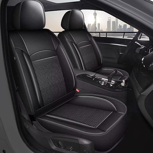 Breathable Ice Silk Seat Covers for Hyundai Kona 2018-2025 2026 - Waterproof Leather Car Cushions Anti-Slip Cooling Seat Covers Protector(5 Seats - Black)