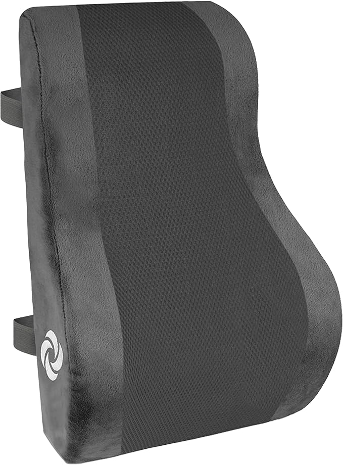 Samsonite Ergonomic Lumbar Support Pillow for Office Chair and Car Seat - Memory Foam Back Support Lumbar Pillow, Premium Cushion Chair Support for Lower Back Pain Relief and Versatile Use (Gray)