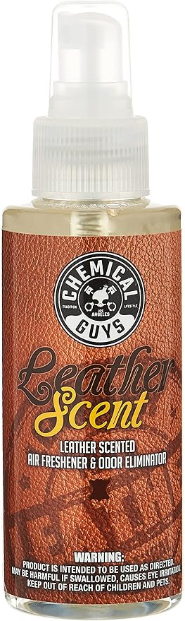 Chemical Guys AIR_102_04 Leather Scent Premium Air Freshener and Odor Eliminator, Long-Lasting, Just Like New Scent for Cars, Trucks, SUVs, RVs & More, 4 fl oz