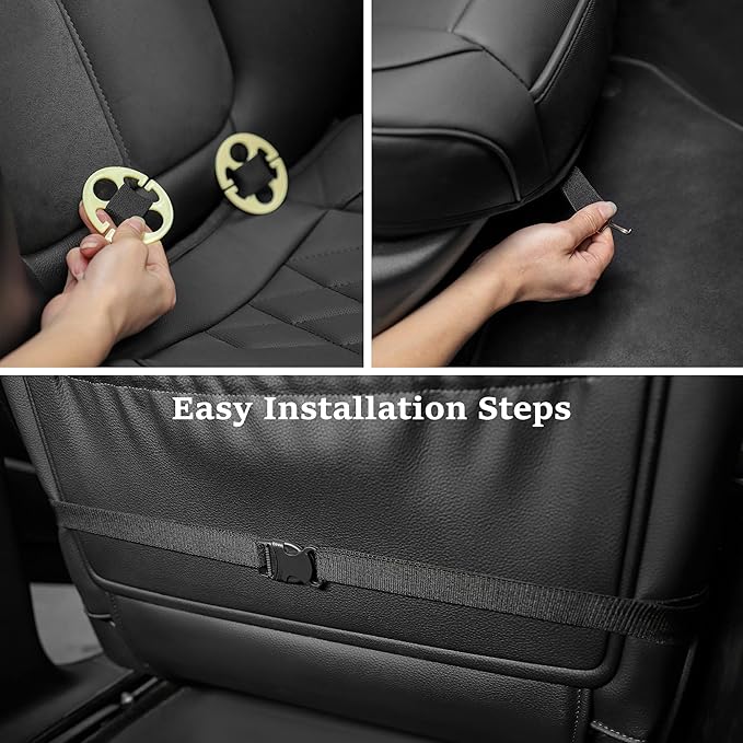 JOJOBAY Leather Car Seat Cover,Bottom Seat Covers for Cars,Front Seat Protector,Fit for 95% of Vehicles - Padded,Anti-Slip,Premium Leather(1 PC,Black)