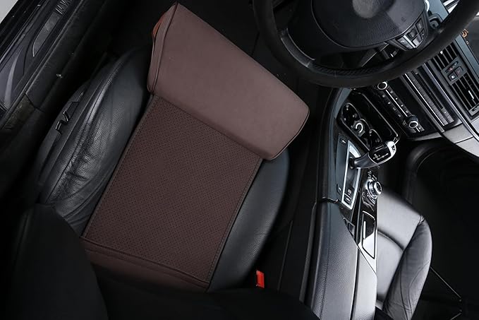 JUPENG Car Seat Leg Extender with Memory Foam ，Leg Rest Pillow for Tall Drivers,Office Chair ，Extra Long Leg Support Cushion，Car Seat Thigh Extender Support Cushions（Black，Beige，Brown） (Brown)