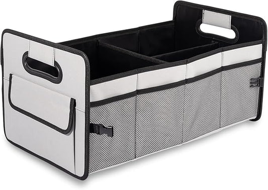 JiatuA Car Trunk Organizer, Car Organizers and Storage Collapsible Multi Compartment Container Box, Adjustable Car Accessories for SUV Sedan Truck, Standard Size, Grey