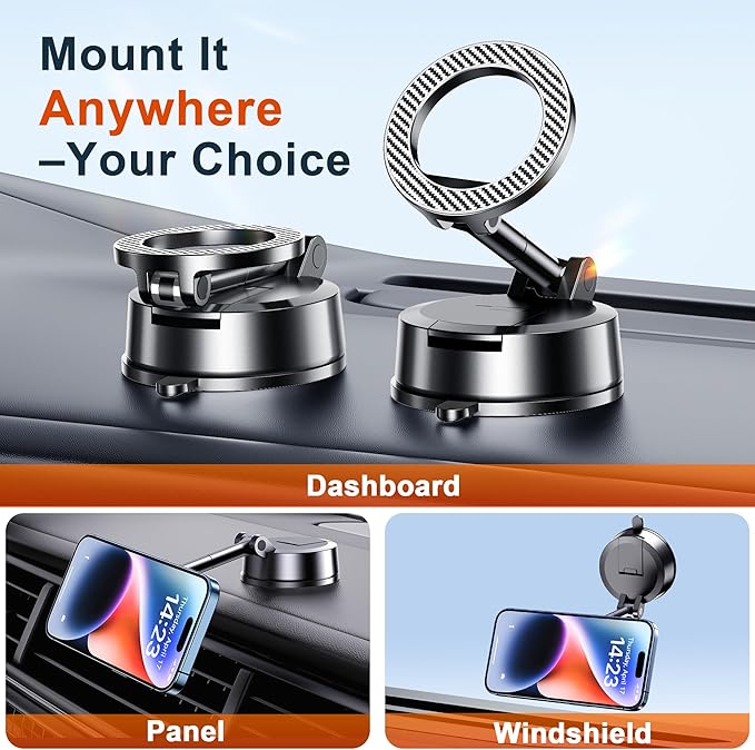Qifutan for MagSafe Dash Mounted Holders Phone Holders for Your Car Phone Mount for Car Windshield Dashboard Universal Desk Mounts Hands Free Automobile Cell Phone Holder Fit for iPhone Smartphone