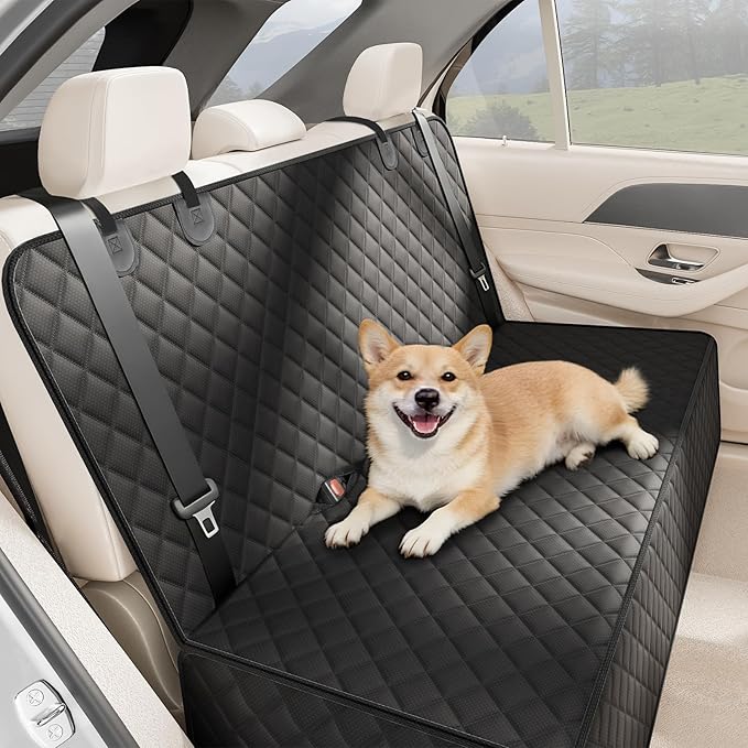Dog Car Seat Cover for Back Seat, Waterproof Pet Bench Seat Cover for Dogs, Scratchproof Nonslip Rear Seat Protector for Cars, Trucks, SUVs
