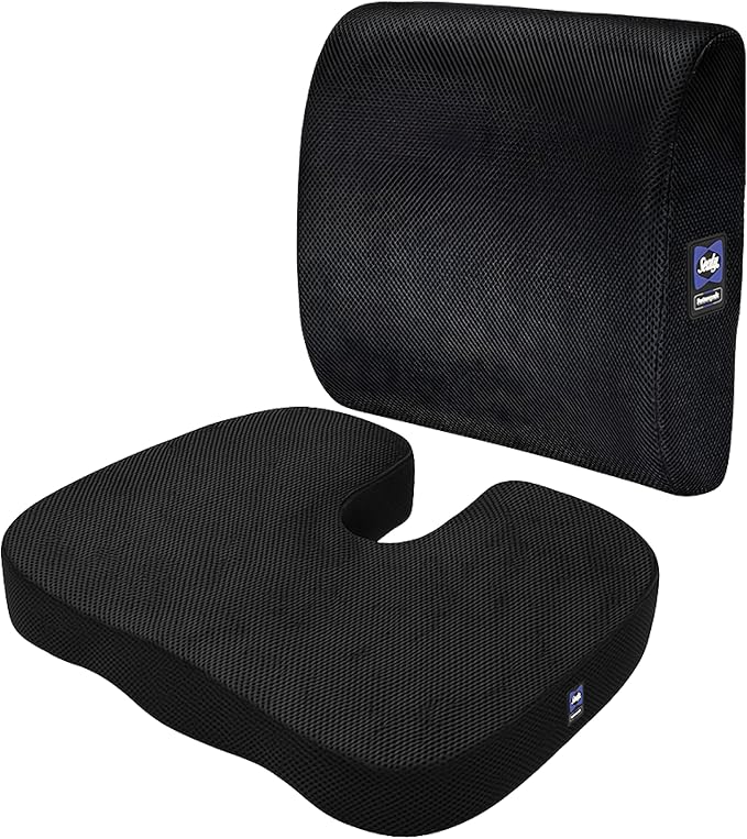 Sealy Memory Foam Car 2-Pack Seat Cushions – Ergonomic Cushions for Tailbone Pain Relief, Ideal for Office Chairs, Car Seats and Gaming Chairs, Premium Cushions Offering Superior Comfort and Support