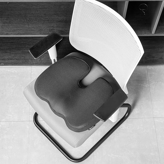 Amazon Basics Comfortable Seat Cushion for Office Chairs, Enhanced Memory Foam, Black