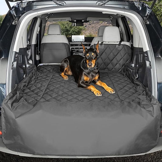 4Knines Split Cargo Liner for SUV – For Dogs & Pets, Heavy-Duty, Waterproof Trunk Mat & Cargo Cover – Fits 60/40 Split Bench & Armrest Pass-Through – Machine Washable, Non-Slip, Durable (Large, Black)
