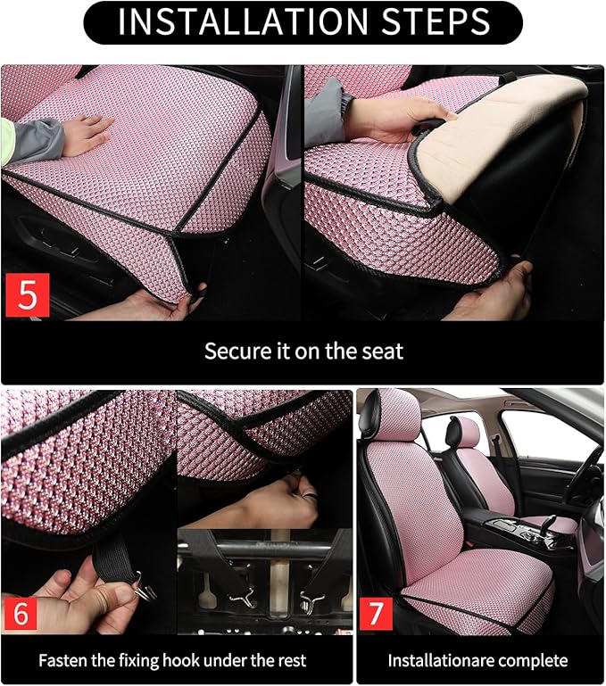 Auto Newer Car Seat Cover,Breathable Front Car Seat Cushion,Comfortable Car Seat Protector,Anti-Slip and Full Wrap Driver Car Seat Protector with Storage Pocket,Universal All Seasons(Pink,1PCS)