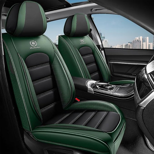 2 Seat Covers for Toyota Highlander 2001-2026 Breathable Car Seat Covers,Anti-Slip Waterproof Car Seat Protectors with Airbag,Automotive Vehicle Cushion with Storage Pockets (Standard,Green)