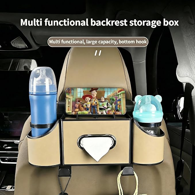 4-in-1 car organizer back seat, Multi-Pocket backseat car cup holder, Universal back seat cup holders for cars, car organization, for Travel & Daily Use (METER)