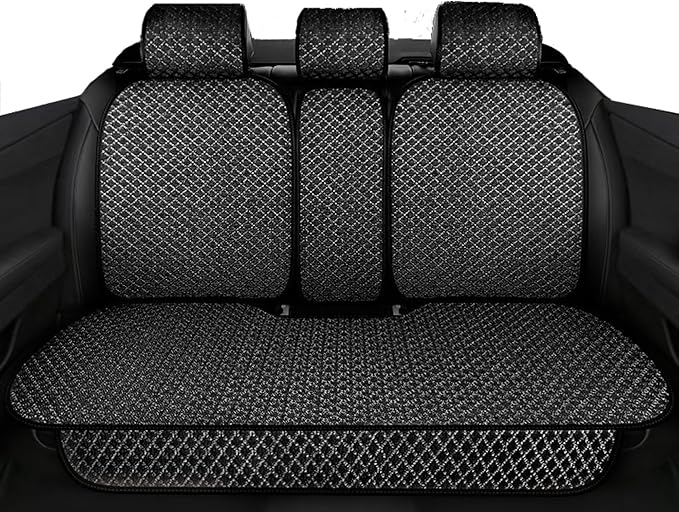 Breathable Back Seat Cover-Universal Rear Seat Mat for All Seasons, Car Rear Seat Protector with Polyester Silk Material, Non-Slip Bottom. Fits 95% of Sedans, SUVs, Vans.(Black)