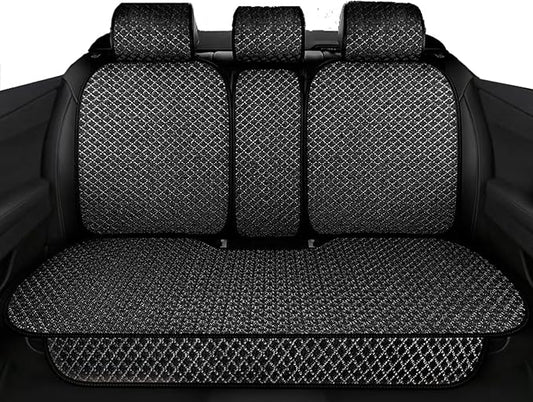Breathable Back Seat Cover-Universal Rear Seat Mat for All Seasons, Car Rear Seat Protector with Polyester Silk Material, Non-Slip Bottom. Fits 95% of Sedans, SUVs, Vans.(Black)