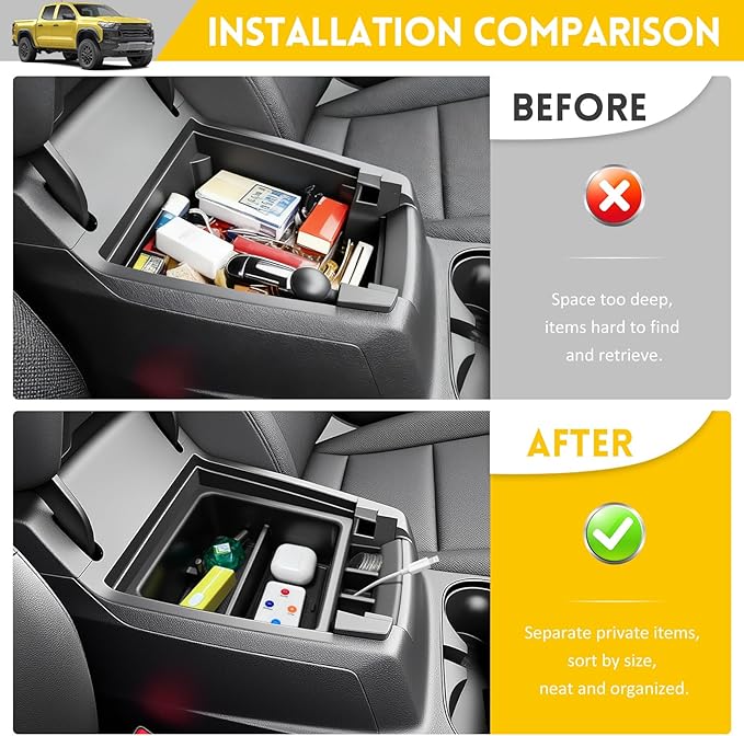 Center Console Organizer for 2023-2025 Chevy Chevrolet Colorado/GMC Canyon Insert Armrest Storage Box Tray for 2023 2024 2025 Colorado/Canyon Accessories