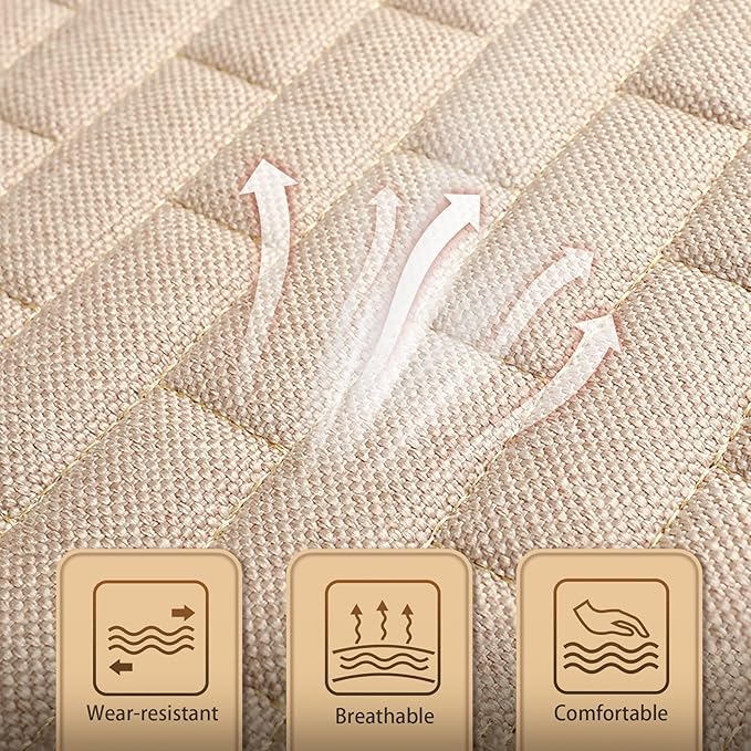 Beige Back Seat Cover, Rear Car Seat Cover for Cars Truck SUV,Seat Covers with Storage Pocket,Bottom Auto Seat Cushion Pad Mat for Most Vehicles-Beige,1 Pcs