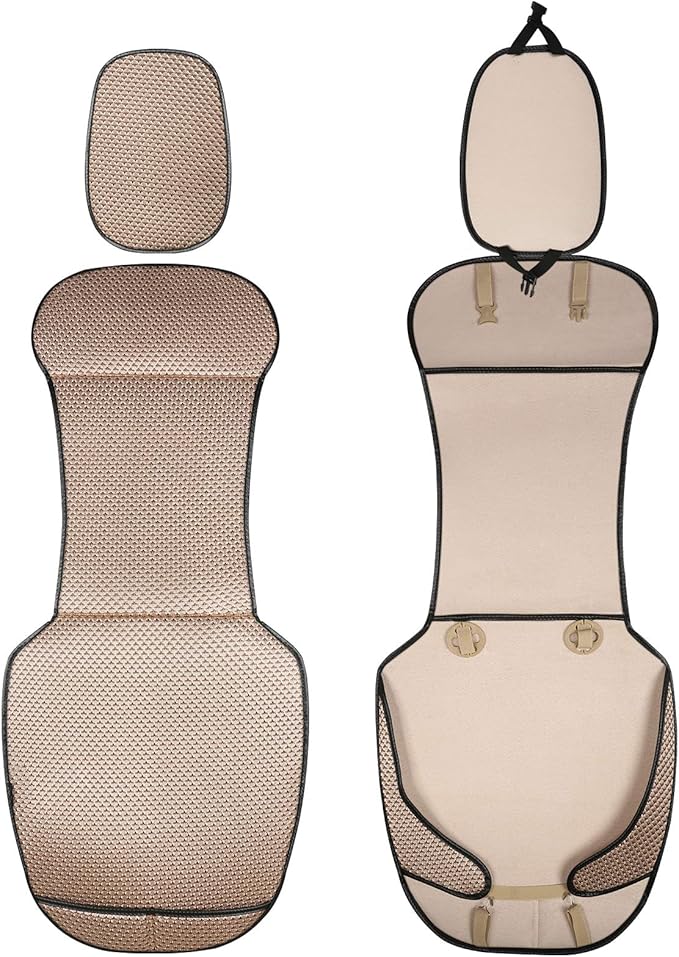 Auto Newer Luxury Breathable Car Seat Cover Fit Four Seasons, Universal Front of Car Seat Cushions, Bottom Seat Covers of Full Wrapped Edge,Universal Fit for 95% Cars,SUV,Pickup(Beige,1PCS)