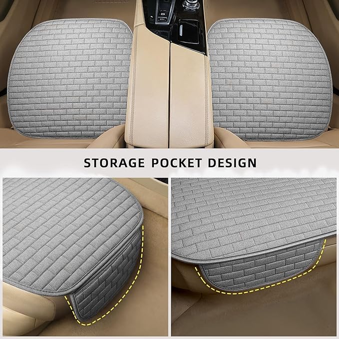 Car Seat Covers Front Seats,2 Pack Seat Covers for Cars Truck SUV,Front Seat Covers with Storage Pocket,Bottom Auto Seat Cushion Pad Mat for Most Vehicles-Gray,Front 2 Pcs