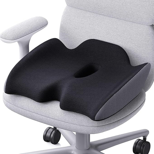 Benazcap Pressure Relief Seat Cushion for Tailbone Pain Office Chair Cushion for Butt, Back Pain, Coccyx & Sciatica Pain Relief Pillow. Memory Foam Seat Cushions for Office Chairs