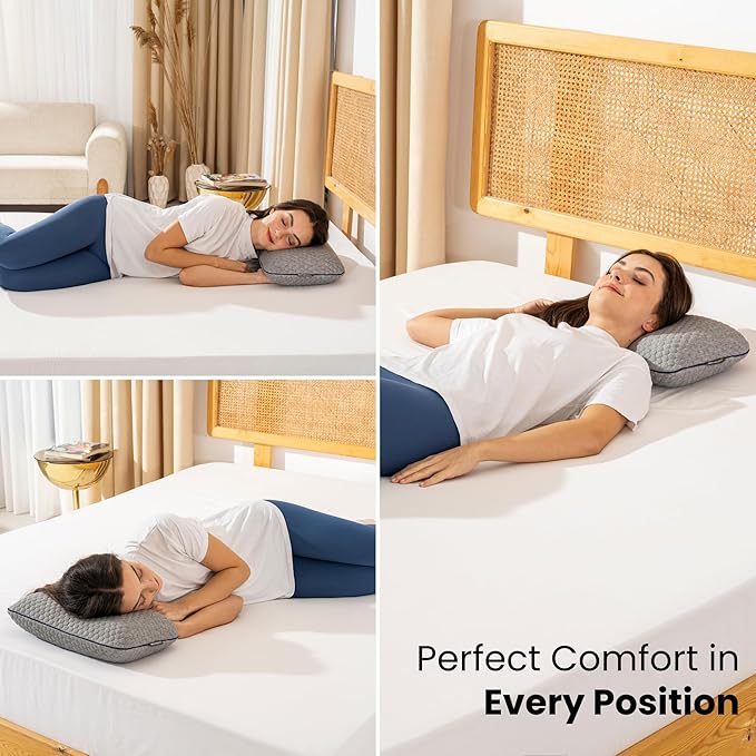 Memory Foam Travel Pillow with Washable Cover & Carry Bag – Compact, Soft & Breathable Neck Pillow for Airplane, Camping & Car (Gray- Without Spare Cover, 15.7x9.8x3.9 inches)