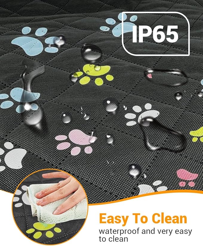 Dog Car Seat Cover, 600D Heavy Durable Dogs Seat Cover for Back Seat, 100% Waterproof Scratch Proof Nonslip Dog Hammock for Car with Side Flap, Pet Seat Covers with SeatBelt for Cars Sedan SUV Trucks