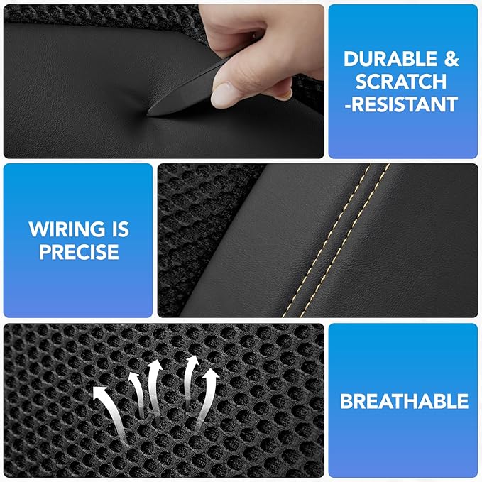 PIC AUTO Car Seat Cover, Super Breathable Mesh Front Seat Cover for Cars, Beige Leather Seat Covers, Universal Fit, Durable, Airbag Compatible, Suitable for SUVs, Trucks, Sedans, and Vehicles