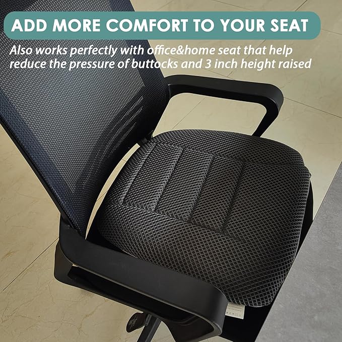 AEROiVi 17.7" L × 16.9" W × 3" H,Car Booster Seat Cushion Raise The Height for Short People Driving, Breathable 3D Air Mesh, 3 Inch Booster Seat, Non-Slip Bottom, Car Seat Pad with Truck,Cars,SUVs