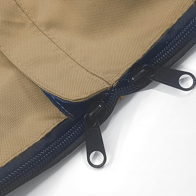 SavvyCraft Waterproof Boat Steering Wheel Covers, Heavy Duty Solution-Dyed 600D Fade-Resistant UV Protection Sailboat Yacht Marine Steering Wheel Protector Case, Vecro and Zipper Closure Beige 36"