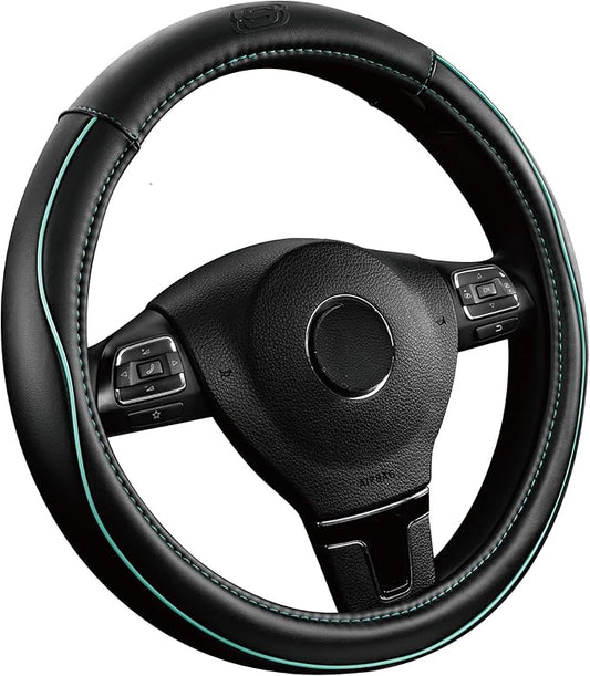 Skechers Memory Foam Steering Wheel Cover,Piping Microfiber Leather Steering Wheel Cover Sporty Universal Fit 14" 1/2-15" Car Wheel Protector for Men Women Fit Suvs,Vans,Sedans,Car,Trucks,Mint
