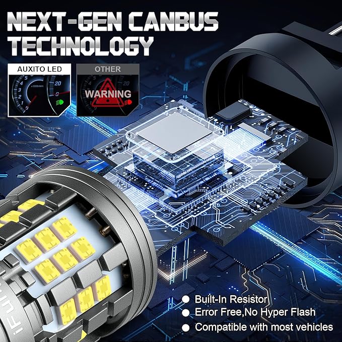 2PCS 3157 LED Bulb, Super bright 3156 3056 3057 3047 3457 4157 LED, Anti Hyper Flash CANBUS Error Free, Replacement Light Kit Set for Back Up Reverse Lights - White