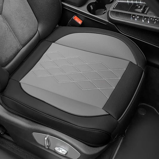 JOJOBAY Leather Car Seat Cover,Bottom Seat Covers for Cars,Front Seat Protector,Fit for 95% of Vehicles - Padded,Anti-Slip,Premium Leather(1 PC,Grey Two Tone)