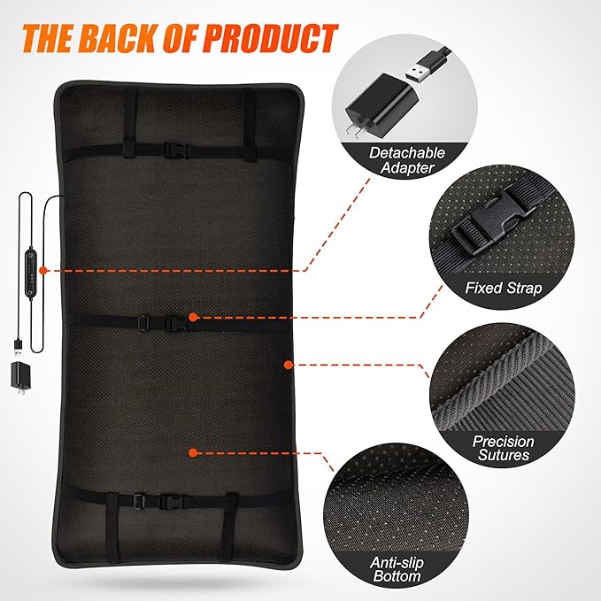 Suchtale Plug-in Heated Seat Cushion, Corduroy Heating Chair Pad with 3 Heat Levels & Timer, Fast-Heating 5V2A Input, Soft Thick Padding for Office, Home & Indoor Seating – Grey