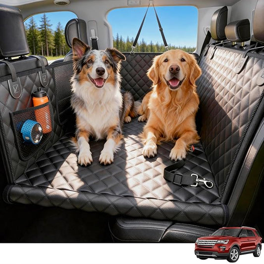 Wigoo Dog Car Seat Cover for Back Seat, 450lbs Hardbottom Dog Hammock, Waterproof & Anti-Scratch Backseat Protector for 1-4 Large/Medium Dogs, Seat Extender for SUV Medium Truck, Size-L, Black