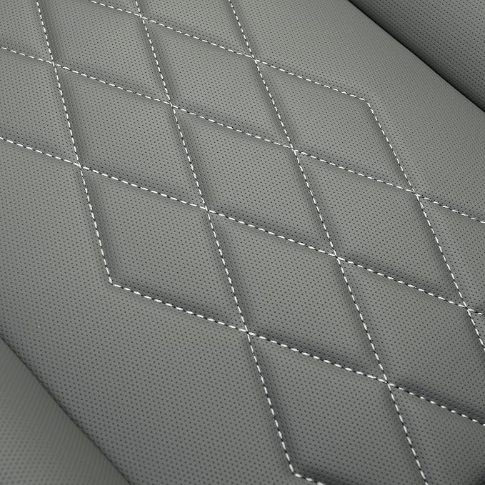 JOJOBAY Leather Car Seat Cover,Bottom Seat Covers for Cars,Front Seat Protector,Fit for 95% of Vehicles - Padded,Anti-Slip,Premium Leather(1 PC,Grey)