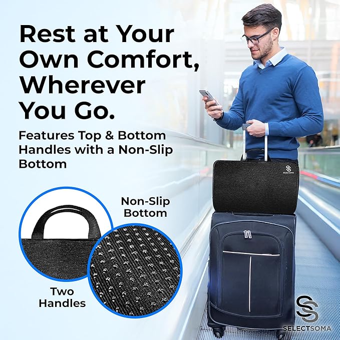 SelectSoma Travel Gel Seat Cushion for Long Sitting - Travel Pad for Car, Truck, Office Chair, Wheelchair - Cooling Gel Cushion for Sciatica, Tailbone, Back Pain, and Pressure Relief