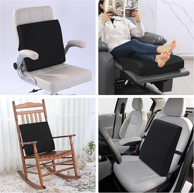 BALAPET Wheelchair Back Cushion,3.5’‘ Thick Wheelchair Cushions Ergonomic Design Foam Support Lumbar Pillow for Long Sitting Reduce Back Pressure Essential Wheelchair Accessory