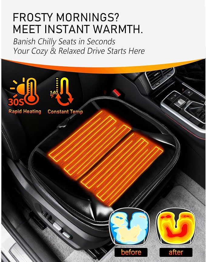 Leather Seat Cover for Car Front Seat Car Seat Cover Luxury Car Seat Protector Non-Slip Universal Fit Seat Cushion for Most Vehicle, SUV, Truck, Sedan 1PCS (Black1)