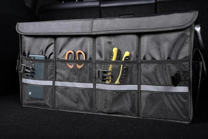 Collapsible Multi Compartment Car Trunk Organizer,SUV Trunk Organizer, suitable for Car Accessories Interior for Women and Men (JB-06)