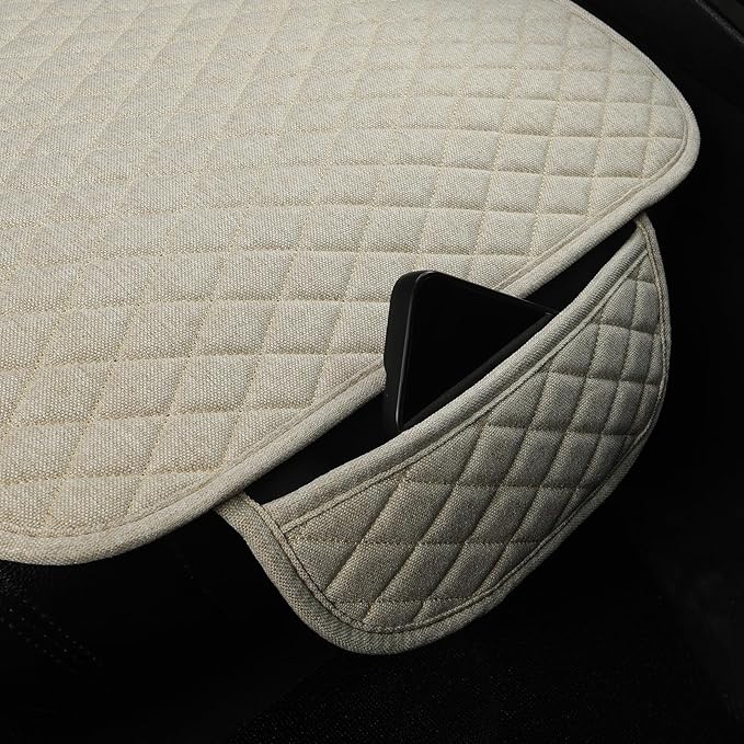 West Llama Linen Car Seat Covers,Bottom Seat Covers for Cars Include 1 Rear Bench Cover Universal Fits 90% Vehicles,SUVs,Cars,Sedans,Beige