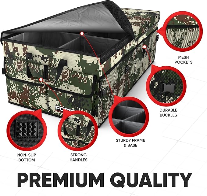 FORTEM Trunk Organizer For SUV Car Trunk Organizer, Foldable Storage, Car Accessories for Women Men, Collapsible Bag, Perfect Christmas Gifts, 600D Oxford, Non Slip Bottom, Straps, Soft Cover (85L)