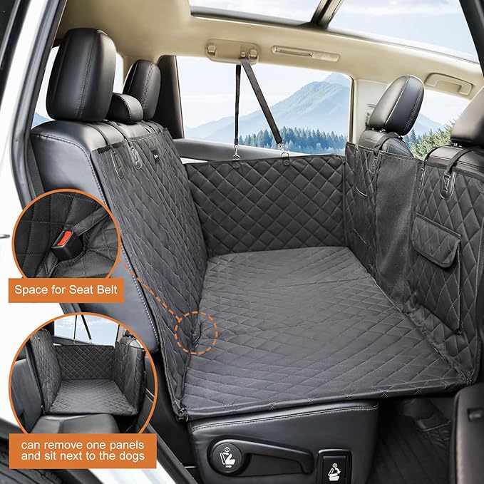 petizer Back Seat Extender for Dogs, Support 420lbs - Detachable Hard Bottom Dog Car Seat Cover, Waterproof Nonslip Dog Hammock, Scratch Proof Washable Backseat & Door Protector for Car, SUV, Truck