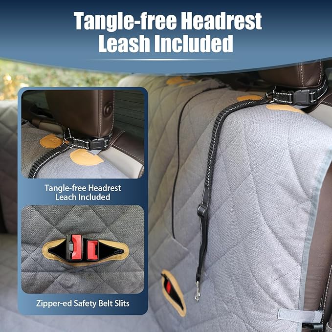 Dog Car Seat Cover for Back Seat, Hard Bottom Car Seat Cover with Door Protector for Full-Size Crewcab Trucks, Scratch-Resistant, Waterproof Back Seat Extender for Dogs