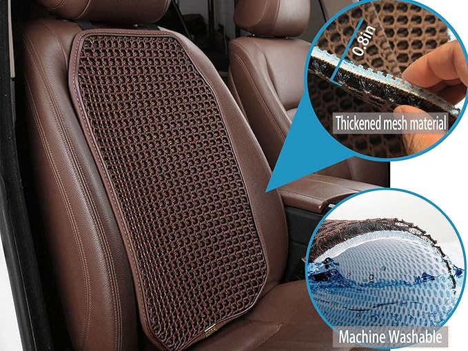 New Summer Vented Cooling Air Mesh Seat Cushion Pad For Car,Universal Ventilated Breathable Seat Cover Fits Car SUV Truck Van Pickup Of Driving Seat For Men Women (Brown-1PcsSeatPad+1PcsBackCushion)